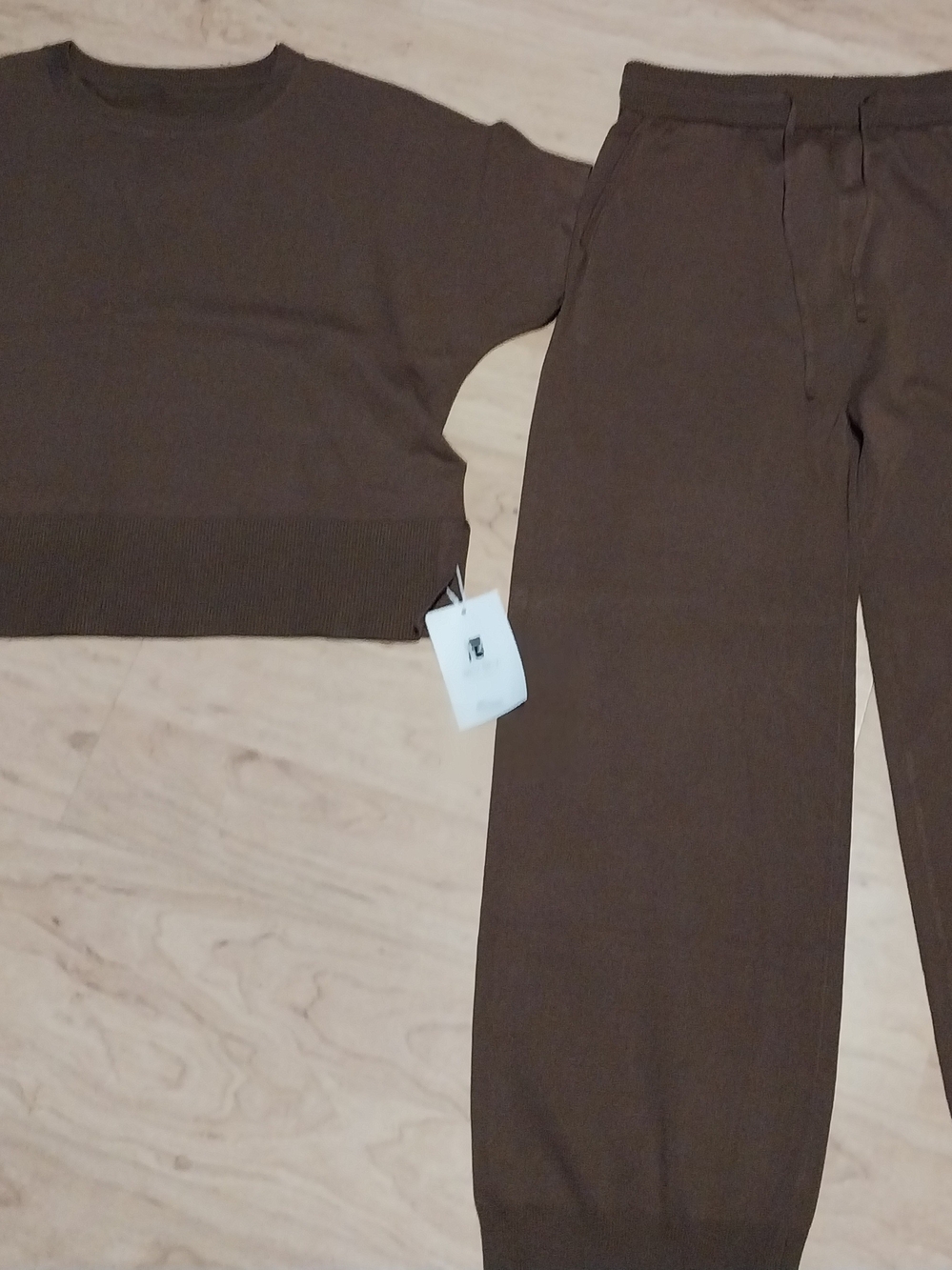Womens  Brown Knit Lounge Pants And Shirt  - Brown Jogger Trousers